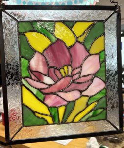 stained glass large pink flower-7
